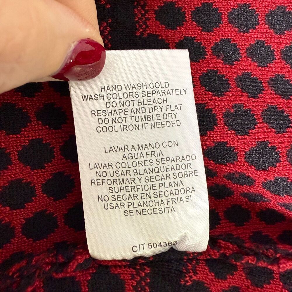 Gabby Skye Polka Dot Patterned Sweater Dress, Size L, Red and Black - Picture 11 of 12